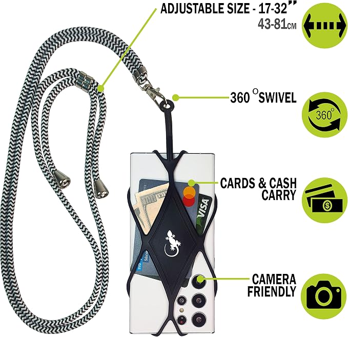 Gecko Travel Tech Cell Phone Lanyard Phone lanyards for Around The Neck Neck Lanyard Phone Crossbody