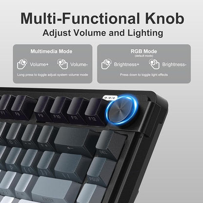 MageGee Wireless Gaming Keyboard 81 Keys RGB Backlit Tri-Mode Bluetooth 2.4G USB-C Rechargeable Mechanical Feel Keyboard 4000mAh Battery Knob Control 26-Key Anti-Ghosting for PC Mac Windows – GK950