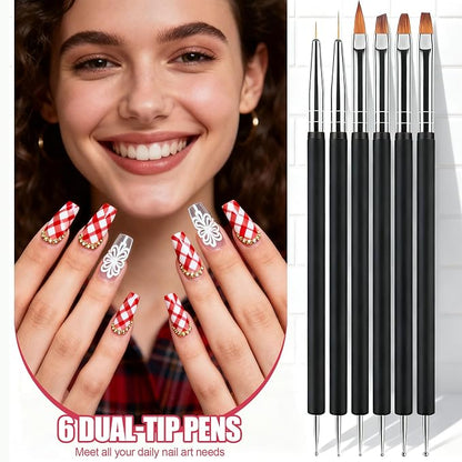 Artdone Nail Striping Tape Lines Kit With Nail Art Pens Dotting Tools And Liner Brushes For Gel Polish Small Detail Drawing Design Paint