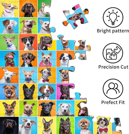 Puzzles for Adults 1000 Pieces, Jigsaw Puzzle, Dog Photo Booth, Fun Challenging Game, Interlock Perfectly No Dust, Gifts for Father's Mother’s Day