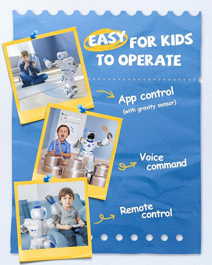 Ruko 1088 Smart Robot Toy for Kids, Large Programmable Interactive Gift | Support Remote Control & App Control & Voice Command, Birthday Gift for Boys & Girls Ages 4 5 6 7 8 9, Blue