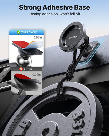 Miracase Latest Upgrade for MagSafe Car Mount [33+LBS Strong Suction & 2200gf Magnetic] Small Phone Holders for Your Car Dashboard, 360° Adjustable Car Phone Holder Mount for iPhone Garmin GPS
