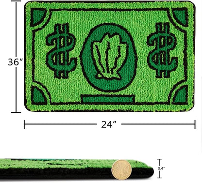 RoomTalks Cute Money Rug 2x3 Cartoon Funny Cool Small Throw Rugs for Girls Bedroom Kids Bathroom Kitchen Dorm Non Slip Machine Washable Soft Shag Accent Floor Rug, Unique Gift for Kids Girls