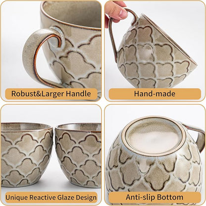24 oz Coffee Mug, Ceramic Extra Large Coffee Mugs with Handles, Grey | Large Soup Mugs for Cappuccino, Ramen, Oatmeal, Soup Mugs with Handles, Dishwasher and Microwave Safe, Housewarming Gift