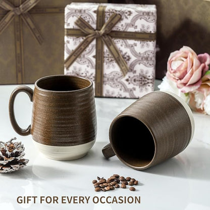 HASENSE 20 oz Coffee Mugs Set of 2 – Large Tea Cups with Comfortable Handle, Perfect for Coffee,Brown Microwave & Dishwasher Safe Mugs for Latte, Hot Cocoa