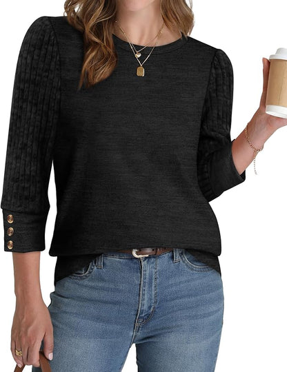 WIHOLL 3/4 Length Sleeve Womens Tops Sweaters Shirts Lightweight Spring Outfits 2026 Winter Clothing S-2XL