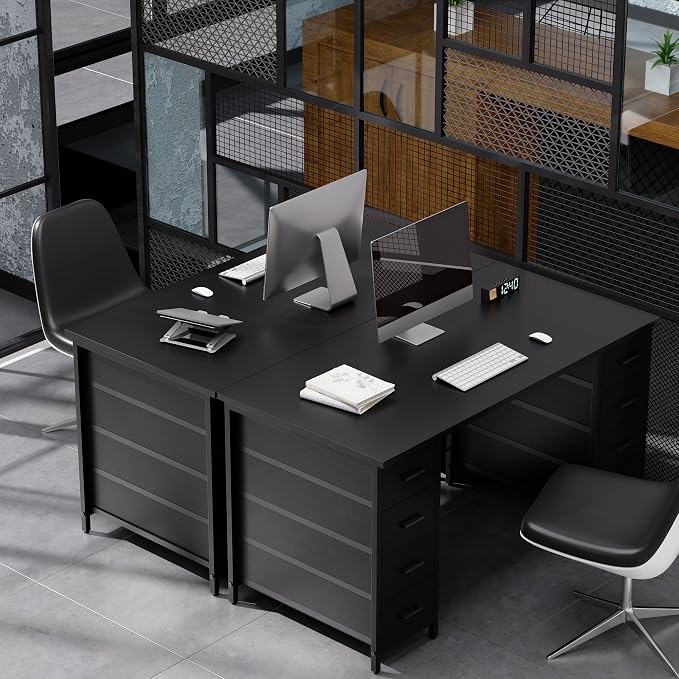 Pamray 47 Inch Computer Desk with 8 Fabric Drawers for Home Office Work | Ample Storage, Space-Saving, Suitable for Home Office Bedrooms Dorm Living Rooms for Study, Writing, Work