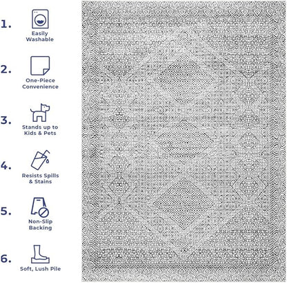 nuLOOM Abstract Tribal Machine Washable Ultra Thin Area Rug, 9' x 12', Grey