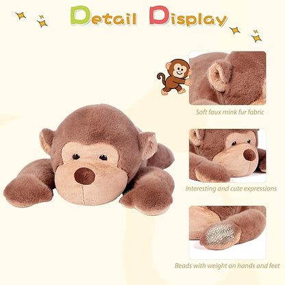 Large Weighted Monkey Stuffed Animal, 27" Big Soft Plush Toy,3.3lb Giant Cute Cuddly Gift for Babies, Boys, Girls,Girlfriend on Christmas, Valentine's Day