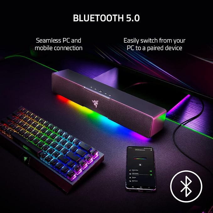Razer Leviathan V2 X PC Soundbar with Full-Range Drivers-Compact Design-Chroma RGB-USB Type C Power and Audio Delivery-Bluetooth 5.0-for PC,Laptop,Smartphones,Tablets&Nintendo Switch,(Pack of 4)
