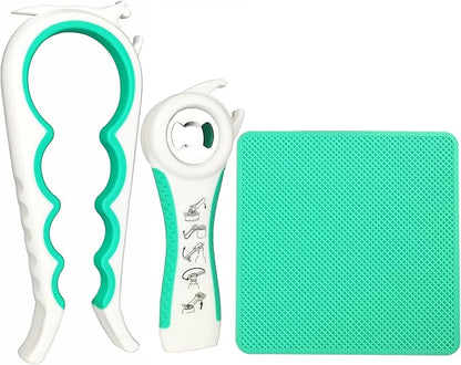 Jar Opener for Weak Hands, 5 in 1 Bottle Opener for Seniors with arthritis | Multifunctional Adjustable Lid Opener with Non-Slip Rubber Gripper Pad – Effortlessly Opens Jars, Bottles & Pop-Top Cans