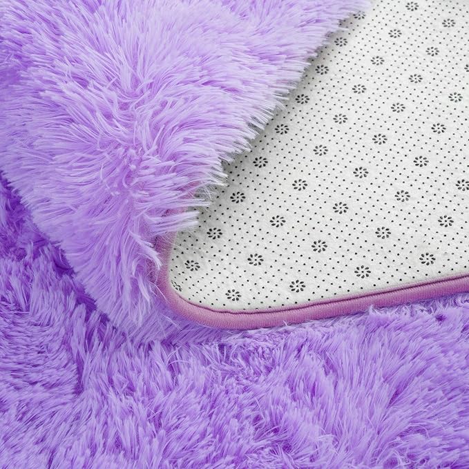 Softlife Ultra Soft Fluffy Area Rugs for Bedroom, Girls and Boys Room Kids Room Nursery Rug, 3 x 5 Feet Shaggy Fur Indoor Plush Modern Floor Carpet for Living Room Christmas Decor, Purple