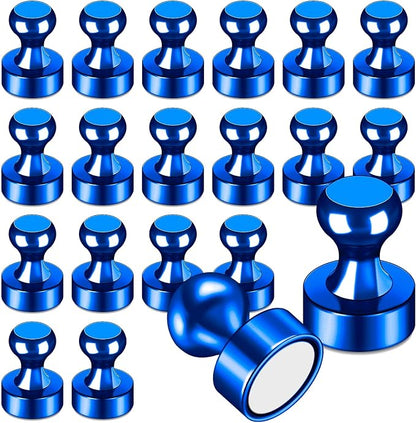 LOVIMAG Fridge Magnets 20Pcs, Magnet for Refrigerator Whiteboard, Blue | Small Strong Neodymium Metal Cute Push Pin for Classroom, Kitchen, Accessories Decorative, Office, Calendar