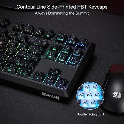 Redragon K737 PRO Wireless 87 Keys Gasket Gaming Keyboard, 80% Premium CNC Aluminum Mechanical Keyboard, Hot-Swap South-Facing LED Socket, 5-Layer Noise Dampening, Side-Printed PBT Contour Line Keycap