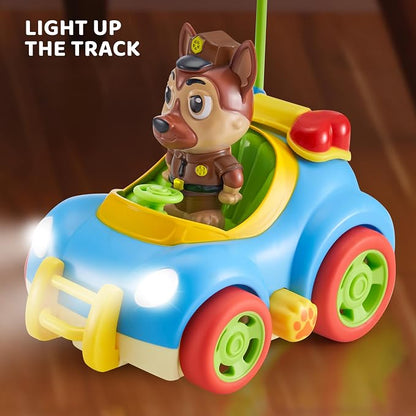 lalalark JOVA 2 Pack Remote Control Car for Toddlers, RC Cars with Cartoon Figure, Kids Toy Bumper Cars with LED Lights and Sounds, Light Up Car with Music, Christmas Birthday Gift for Boys Girls