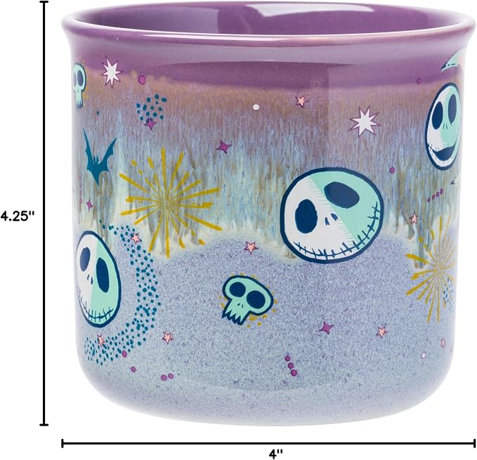 Silver Buffalo Disney Nightmare Before Christmas, Ceramic Camper Mug, 20oz | Jack Skellington, Mystic Opulence, Reactive Glaze, 0.59 Liters