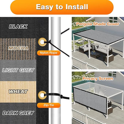 Artpuch Outdoor Pergola Shade Cover 17x23 FT Sun Shade Cloth with Grommets Light Grey 90% UV Protection Canopy Patio Privacy Screen (Customized Available)