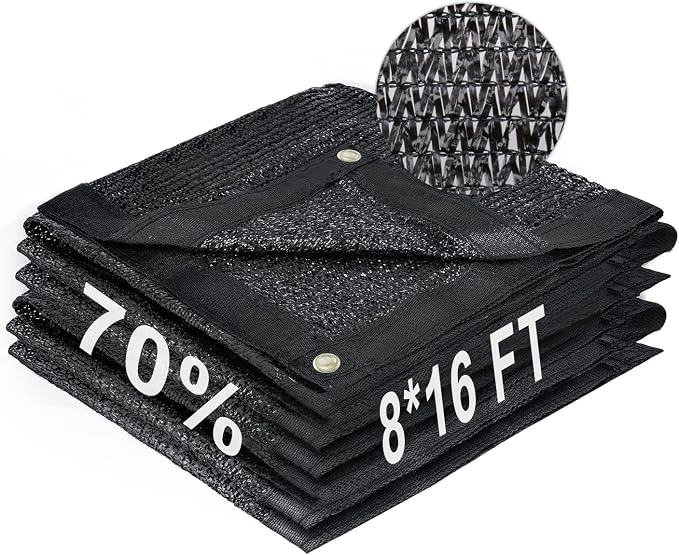 LOVE STORY 8x16FT 70% Black Shade Cloth Sun Shade Net with Grommets Sunblock Net Mesh Tarp for Garden,Plants Cover,Greenhouse and Patio