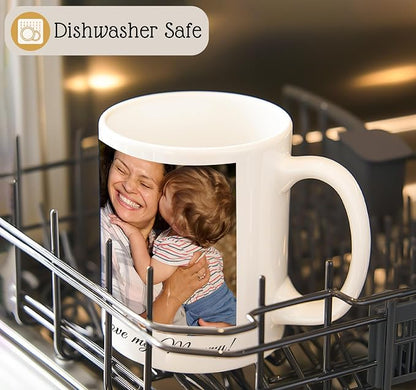 Personalized Coffee Mug | Custom Photo Text and Logo Ceramic Mug | Customized 11 Oz Tea Cup for Men & Women | Unique Gift Idea - Taza Personalizadas Design with Picture or Message | White