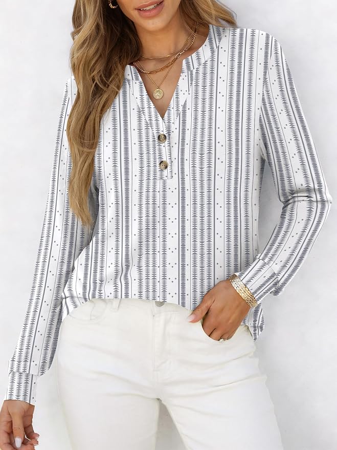ANRABESS Women's Long Sleeve Shirts 2026 Spring Fashion Dressy Casual Tops Trendy Henley Blouses Cute Work Outfits Clothes
