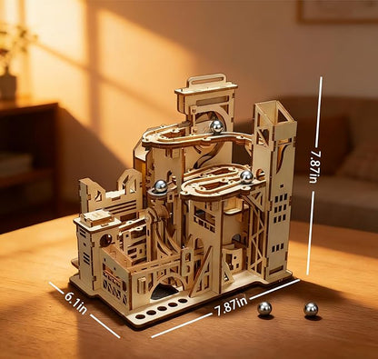 3D Wooden Puzzle for Adults, Marble Run - Advanced Roller Coaster Model Building Set, DIY Wooden Marble Run Track and 3D Jigsaw Puzzle for Adults and Teenagers, challenging Birthday Gift