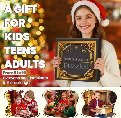 Wooden Brain Teaser Puzzles for Adults - Brain Teaser Puzzles with Wooden Box 3D Puzzle Game Toys for Adults Teens - Unlock Interlocking Puzzle Adults Teens IQ Education Smart Toys