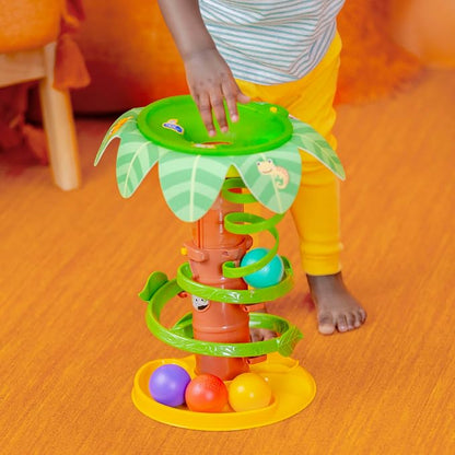 Bright Starts Tropical Twirl Ball Play Toy with Lights & Music, 5 Balls Included, Unisex, 6 Months+