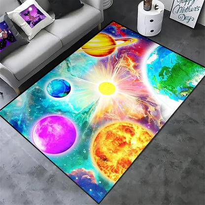 Space Rug for Boys Room - Solar System Rugs for Boys Bedroom Outer Space Area Rug for Boys Bedroom Kids Rugs for Playroom Galaxy Area Rugs for Kids Bedroom Space Rug Living Room,4'5''×6'