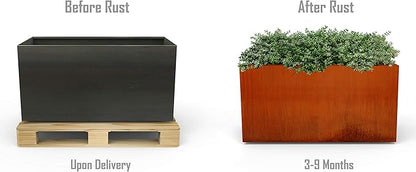 Plantercraft Corten Steel Planters | 84 Inch Extra Large Rectangular Planters for Outdoor Plants | Heavy Duty Metal Planter Box for Modern Patio Privacy Screen & Landscape Design