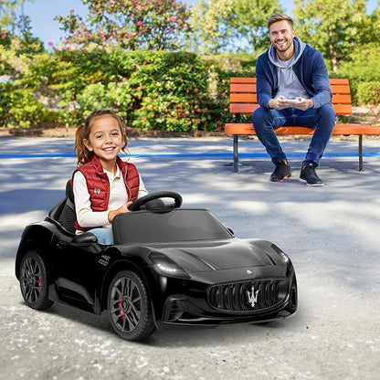 Winado 12V Ride on Car, Licensed Maserati Electric Car for Toddlers W/Remote Control, Battery Car for Kids with Bluetooth, 3 Speeds, LED & Rear Lights, Music & Horn (Black)