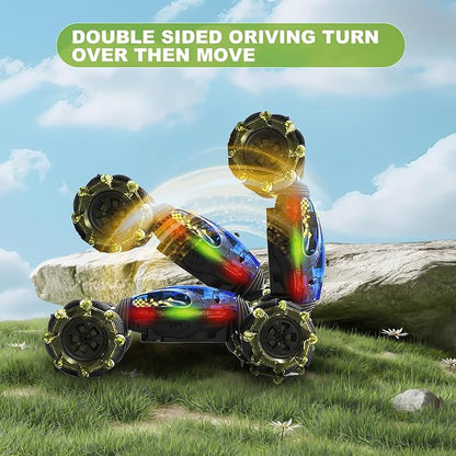Gesture RC Car,1:24 4WD Transform Off-Road Stunt Car with Gesture & Remote Control, 360° Flips Drift Vehicle with LED Lights Music, All Terrain Toy Cars Gifts for Boys Girls Age 6-12