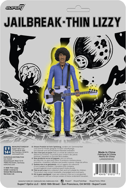 Super7 Reaction Figure Thin Lizzy Phil Lynott (Jailbreak) - 3.75" Thin Lizzy Action Figure with Accessory - Classic Rock Collectibles and Retro Toys