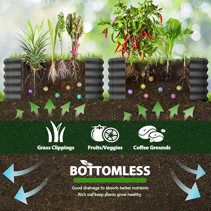A ANLEOLIFE 2-Pack 4ft x 18” Tall Galvanized Raised Garden Beds Outdoor, Round Metal Planter Box for Planting Vegetables Flowers Herb, Anti-Rust & Easy-Setup, Quartz Grey