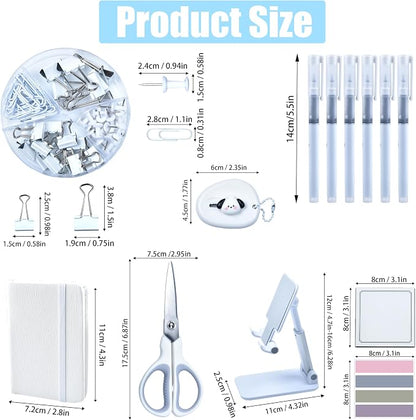 White Desk Accessories, 25Pcs White Office Supplies and Desk Organizers, with Tape Dispenser, Stapler, Staple Remover, Ect, Gift Box Packaging