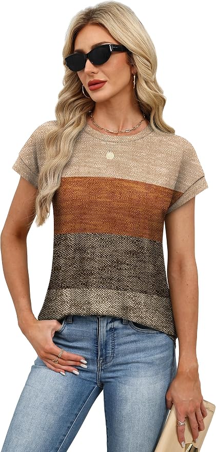 Alaroo Womens Summer Tops Short Sleeve Shirts Crew Neck Tshirt Cute Trendy Tunic Blouses (S-3XL)