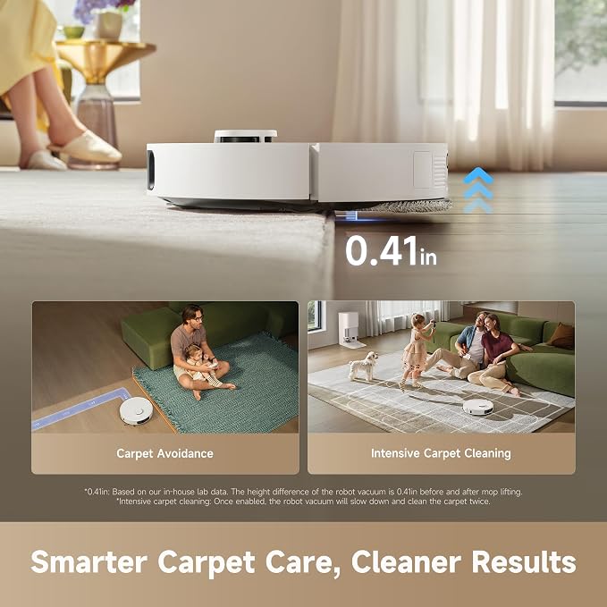 dreame D30 Ultra Robot Vacuum and Mop, All-in-One Base Station | 25,000Pa Powerful Suction, 100-Days Auto-Empty, MopExtend Tech for Edge Cleaning, Smart Obstacle Avoidance, White