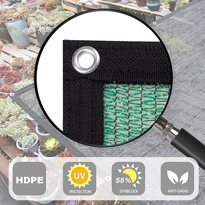 LOVE STORY 20x48FT 55% Dark Green Shade Cloth Sun Shade Net with Grommets Sunblock Net Mesh Tarp for Garden,Plants Cover,Greenhouse and Patio