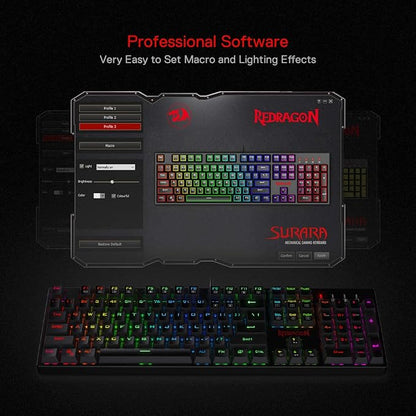 Redragon K582 Wired RGB Mechanical Gaming Keyboard, 104-Key Standard Layout | 16.8M Color Immersive eSports Lighting Vibe, N-Key Rollover for Accurate Combos, 50M-Keystroke Durability, Customize Software