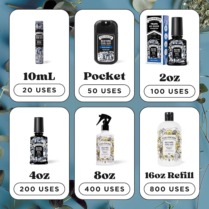 Poo-Pourri Before-You-Go Pocket Toilet Spray, Travel Essentials, Royal Flush, 1 Fl Oz, Up to 50 Uses, On-The-Go Bathroom Odor Deodorizer with Essential Oils, TSA Approved Size, Eucalyptus & Spearmint