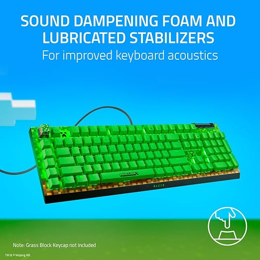 Razer BlackWidow V4 X Mechanical Gaming Keyboard, Minecraft Edition | Green Switches Tactile & Clicky, 6 Macro Keys, Chroma RGB, Doubleshot ABS Keycaps, Sound Dampening & Stabilizers