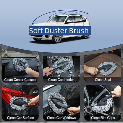 Fitosy Car Interior Duster Detail Brush Cleaning Gel Kit, Dust Remover | Slime Putty Cleaner Soft Detailing Brushes Car Accessories Essentials Supplies Tools for Men Women, Auto Truck SUV RV