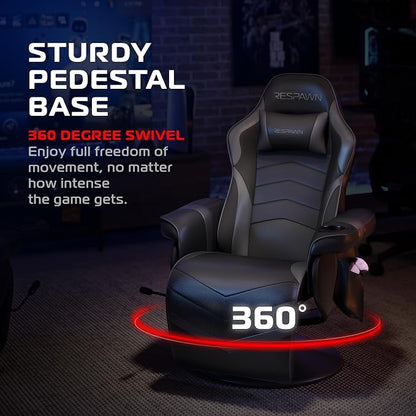 Respawn 900 Gaming Recliner Chair with Footrest, Cup Holder and Swivel | Ergonomic gaming recliner with footrest, cup holder, lumbar support, 135° recline & 360° swivel for console gaming