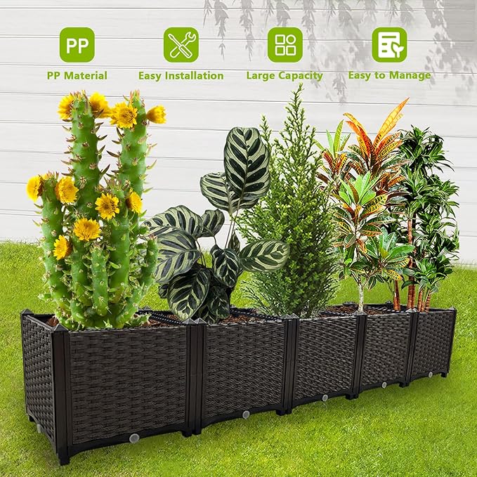 Large Planters for Outdoor Plants pots Elevated Garden Boxes Raised Garden Bed Garden Patio Balcony Deck to Planting Flowers Vegetables Tomato and Herbs