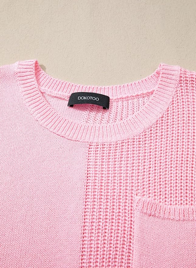 Dokotoo Summer Knit Tops for Women Sleeveless Crewneck T Shirts Casual Lightweight Sweater Blouses Shirts