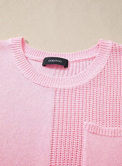 Dokotoo Summer Knit Tops for Women Sleeveless Crewneck T Shirts Casual Lightweight Sweater Blouses Shirts