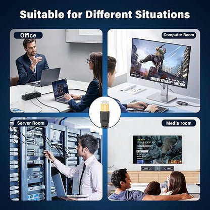 Orbram Cat 8 Ethernet Cable 7 ft, Nylon Braided High Speed Heavy Duty Network LAN Patch Cord, 40Gbps 2000Mhz SFTP RJ45 Flat Internet Cable Shielded in Wall, Indoor&Outdoor for Modem/Router/Gaming/PC