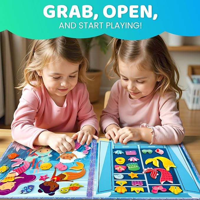 QUOKKA Magnetic Dress-Up Dolls for Girls Boys with 35 Magnetic Pieces - Creative Magnetic Play Set for Home or Travel - Perfect Magnetic Paper Dolls for Ages 3 and Up, Boost Storytelling with Mermaids