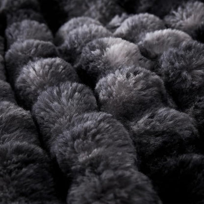 COOVA Faux Fur Throw Blanket for Couch, Cozy Soft and Fuzzy Plush Rabbit Fur Bubble Blanket for Sofa Bedroom Living Room, 50x60 Inches Tie Dye Black