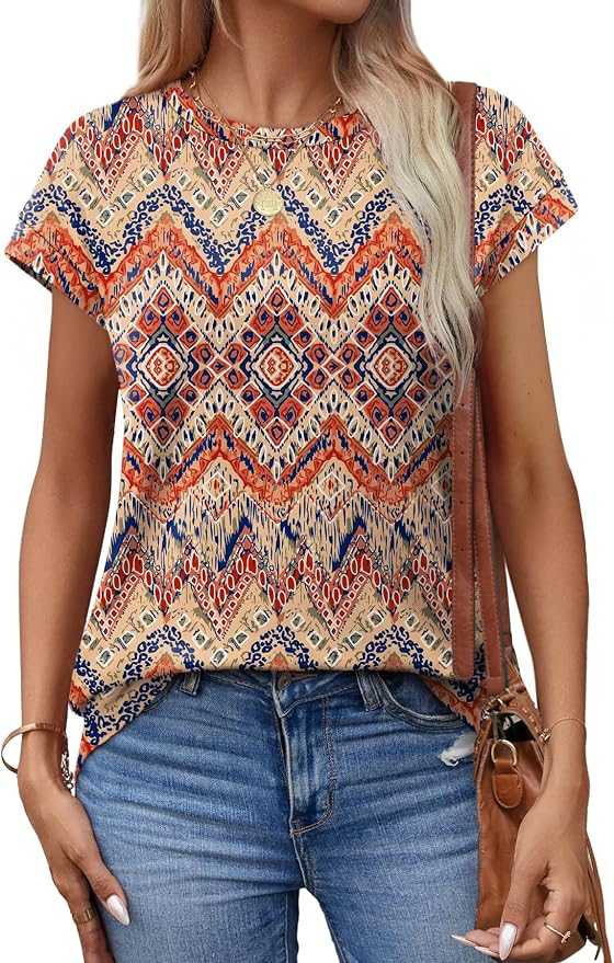 Alaroo Womens Summer Tops Short Sleeve Shirts Crew Neck Tshirt Cute Trendy Tunic Blouses (S-3XL)