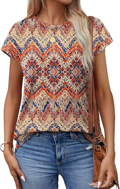 Alaroo Womens Summer Tops Short Sleeve Shirts Crew Neck Tshirt Cute Trendy Tunic Blouses (S-3XL)